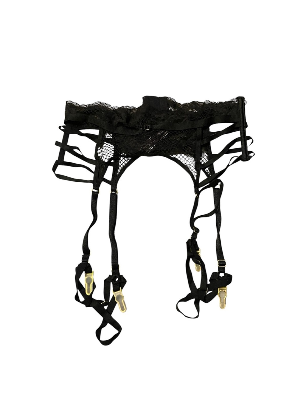 Victoria's Secret Black Lace Strappy Garter Belt Boudoir Lingerie Size XS Gothic - Picture 1 of 14